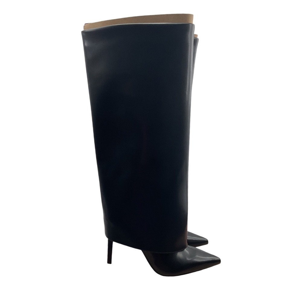 INC International Concepts Skylar Black Wide Calf Gaiter Boots Pointed Toe 8M